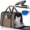 Morpilot Trasportino per Gatti — Trasportino Morbido per Gatti di Taglia Media o Grande, con Cuscino Reversibile e Ciotola Pieghevole， Trasportino per Cani di Piccola Taglia Marrone