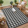 PureCozy Tappeto da Esterno Salotto 120x180cm Lavabile Antiscivolo Tapette Moderne Rombo Nero Grigio Tappeti Juta Simil Carpet Soggiorno Camera da Letto Giardino Balcone Rug
