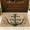 Generic Zerbino di benvenuto con ancoraggi nautici, zerbino blu marino per ingresso esterno e interno, decorazione costiera, antiscivolo, impermeabile, cattura polvere, facile da pulire, 73 x 43 cm