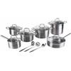 EMPOTEC Set Pentole 15 Pezzi in Acciaio Inox 18/0, 6 Pentole con Coperchi in Vetro con Valvola, Include Mestolo, Cucchiaione, Schiumarola, Compatibile con Induzione, Lavabile in Lavastoviglie