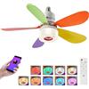 ConBlom Ventilatore da soffitto 52 cm a 6 pale, luce RGB + altoparlante Bluetooth e telecomando 3 velocità e livelli di temperatura colore, ideale per camera bambini sala giochi e decorazioni feste (colorato)