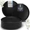 PURE LIVING INTERIOR DESIGN Pure Living - Piatti grandi in gres porcellanato per 6 persone, motivo: Manhattan Test, Cooles Urbanes Gres Gres, set di piatti piani alla moda, colore nero opaco