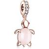 Rimgoris Argento 925 Charm per donna Bracciali Collana Oceano Tartaruga Rosa Oro Dangle Charm Regalo