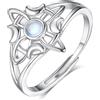 AEONSLOVE Anello Nodo della Strega Regolabile in Argento 925 Anelli Nodo Celtico Donna Regolabili con Pietra di Luna Anello Strega Aperto Anelli Celtici Aperti Nodi delle Streghe