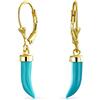 Bling Jewelry Cornicello Italiano Peperoncino Corno Amuleto Dente Fortunato Turchese Blu Lever Back Orecchini Western Gioielli Per Donne Placcato Oro 14K .925 Argento Sterling