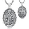 AEONSLOVE Collana Vergine Maria Donna Uomo Medaglia Miracolosa Argento 925 Ciondolo Madonna Miracolosa Delle Grazie Virgin Mary Necklace Gioielli Cristiano Cattolico