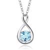 FANCIME 14 carati (585) Oro Bianco Infinity Ciondolo con Acquamarina Sintetico Collana, Argento Sterling 925 Catena, Compleanno di Natale San Valentino Anniversario Gioielli Regalo per Donne Ragazze