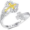 AEONSLOVE Anello Drago/Teschio Gotico Argento 925 per Uomo Donna, Anelli Regolabile Rune Vichinghe/Lupo Vintage, Anello Aperto Serpente con Ossidiana/Tetragrammaton Pentacolo
