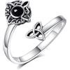 AEONSLOVE Anello Nodo della Strega con Ossidiana in Argento 925 Anelli Nodo Celtico Donna Regolabili Regolabile Anello Strega Aperto Anelli Celtici Aperti Nodi delle Streghe