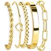 Gokeey Bracciali in oro da donna non si ossidano, placcato oro 14 carati grosso braccialetto braccialetti d'oro braccialetto per le donne alla moda cravatta nodo corda cubana graffetta braccialetto