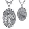 AEONSLOVE Medaglia Madonna Miracolosa Argento 925 Collana Croce di San Benedetto/Croce Ortodossa/Crocifisso per Uomo Donna, Ciondolo San Michele Arcangelo/Cristoforo, Gioielli Religiosi