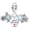 LNQOBU Charm Madre e Figlia - Charm con scritta Mum, Sister,Argento 925 con Ciondolo con zirconi 5A Adatto ai braccialetti Pandora Regali Festa Della Mamma