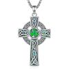 AEONSLOVE Collana Croce Celtica Donna Uomo Ciondolo Nodo Celtico Irlandese Argento 925 Gioielli Irlandesi con Quadrifoglio