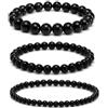LLUXIA Bracciale in ossidiana nera, 8 mm, 6 mm, 4 mm, pietre naturali - idea regalo gioielli donna uomo, Standard, Pietra, Ossidiana