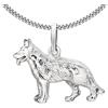 Clever Schmuck Ciondolo adsu Entrambi i Lati a Forma di Pastore Tedesco in Pelliccia Dettagliato e Catena Viennagold 45 cm, Entrambi in Argento 925