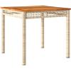 vidaXL Tavolo da Giardino Beige 80x80x75 cm Polyrattan e Legno Acacia