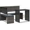 vidaXL Divano da Giardino con Tavolo e Cuscini a L Grigio Polyrattan