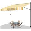 Fiqops Tenda da Sole a Bracci con Manovella, 400x120cm Tenda da Sole per Balcone, Regolabile in Altezza, Idrorepellente, Senza Forare, in metallo e 100% poliestere, Arancione Bianco