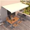 SKTQYQO Tenda da Sole Retrattile Automatica 600x350 cm Crema con Telecomando e Manovella Manuale, Tessuto Poliestere con Rivestimento PU, Telaio in Alluminio Verniciato a Polvere,