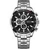 CRRJU Orologi da polso da uomo moda lusso in acciaio inossidabile orologi per gli uomini Business Auto Data Glow analogico al quarzo orologi da polso, Argento nero C, classico