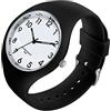 Forrader Orologio sportivo da donna con cinturino in silicone e quadrante grande, impermeabile, alla moda, casual, semplice, al quarzo, analogico, per donne e ragazze, Nero/Bianco