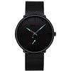 CRRJU Orologio al quarzo analogico da uomo con cinturino in maglia in acciaio inossidabile nero