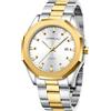 CRRJU Orologi da polso da uomo in pelle classica di lusso alla moda per gli uomini d'affari semplice luminoso analogico al quarzo, S-oro bianco, orologi da lavoro