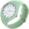 Forrader Orologio sportivo da donna con cinturino in silicone e quadrante grande, impermeabile, alla moda, casual, semplice, al quarzo, analogico, per donne e ragazze, Verde