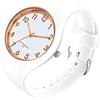 Forrader Orologio sportivo da donna con cinturino in silicone e quadrante grande, impermeabile, alla moda, casual, semplice, al quarzo, analogico, per donne e ragazze, bianco