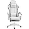 Vinsetto Sedia Gaming Ergonomica Poggiapiedi Telescopico Bianco+Grigio