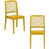 REDÒKASA Set 2 sedie in polipropilene TICHE, MADE IN ITALY, impilabile, idrorepellente, resistenza raggi UV, design moderno floreale per sala da pranzo, cucina, bar, ristoranti, esterno (2, Senape)