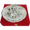Purpledip Set Puja Thali in metallo con 7 articoli in scatola regalo di velluto, argento (12595A)