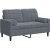 vidaXL Divano a 2 Posti con Cuscini Grigio Scuro 120 cm in Velluto, divano, sofà, divano imbottito, divanetto, poltrona, divano lounge