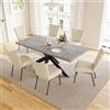 JIEXI Set tavolo e sedie allungabili, moderna tavola da pranzo estensibile e sedie da 4-6 posti, piano in MDF adatto per soggiorno, cucina, lunghezza 130-170 cm (tavolo + sedie beige da 6)
