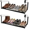 Ziyonix Scarpiera Salvaspazio Estensibile per Armadio Interno, Organizer Scarpe Sospesa in Metallo Regolabile 40-70cm Scaffale Portaoggetti da Appendere per Camera da Letto e Ingresso, Nero