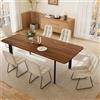 JIEXI Tavolo da pranzo con 4 a 8 sedie, tavolo allungabile elegante e moderno in MDF per il soggiorno da 160 a 200 cm (Tavolo da pranzo in noce + 6 sedie color beige-B)