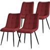 ML DESIGN modern living ML-Design Set di 4 Sedie per Sala da Pranzo Rosso Poltrona da Soggiorno con Rivestimento in Tessuto e Gambe in Metallo Nero Sedia da Cucina con Schienale Poltrone Imbottite per Ufficio
