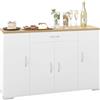 Hitsuki Credenza Sala da Pranzo Bianca con 4 Ante e 1 Cassetto 110×30×70cm