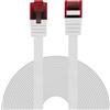 BIGtec Cavo Ethernet LAN, 7,5 m, flessibile, piatto, bianco, nastro piatto, cavo patch Gigabit DSL ISDN