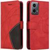 XINNI Cover Protettiva per Motorola Moto G34 Case, retrò Cellulare Custodia Libro Antiurto in Flip Pelle PU/TPU, Portafoglio Flip Magnetica, Rosso