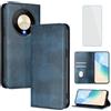 OUEAYIEN Cover per Honor Magic8 Lite/X9D Custodia a Libro con Vetro Temperato Blu