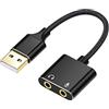 kwinfei Scheda Audio USB Esterna con Adattatore Jack 3,5mm per Cuffie e Microfono, Convertitore Audio Plug & Play Compatibile con PC Windows, Laptop, PS5/PS4, Altoparlanti e Headset con Porta TRS