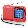 PRUNUS J-711 Radio Tascabile Ricaricabile AM/SW/FM, Compatibile con Pile AA e Ricarica USB-C, Ottima Ricezione, Jack Cuffie, con Laccio da Collo, Ideale per Passeggiate e Viaggi (Rosso)