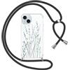 Yoedge Cover con Cordino per iPhone 15 6,1, Custodia Trasparente con Aesthetic Disegni Floreale 1, Sottile Morbido TPU Silicone + PC Antiurto Protettiva Case con Collana Tracolla Laccio Collo