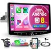 Rimoody 8 Core 4G+64G Wireless Carplay Android Autoradio 1 Din, 10.1 Pollici Schermo Rotante Autoradio con Android Auto GPS Navi WiFi Mirror Link Bluetooth FM/RDS/DSP Comandi al Volante Telecamera Posteriore