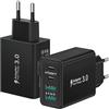 Aimoze 2-Pack Caricatore USB C Presa, 40W 4-Porto Multiplo USBC Caricabatterie Rapido Spina Alimentatore per iPhone 17 16 15 14 13 12 11 Pro Max,Samsung, iPad, Multipla Spinotto QC & PD Adattatore Carica