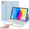 IVEOPPE Tastiera iPad 10 Generazione/A16 11 Generation (10.9/11 pollici, 2022/2025) con Touchpad, Cover Tastiera Trackpad Italiano QWERTY Bluetooth Staccabile per iPad 10/11 Gen con Portapenna, Blu cielo