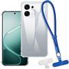 OAGELIM 2-in-1 Custodia con Cinturino da Polso Compatibile con Oppo A6 Pro 5G CPH2781 Custodia con Laccio Sganciabile, Impugnatura Antiscivolo e Antismarrimento (Trasparente+Blu)