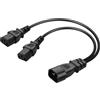GINTOOYUN Cavo di alimentazione splitter a Y da C14 a C13, 18 AWG, IEC 10A/250 V, spina maschio C14 a doppio C13 femmina, cavo di prolunga per computer, cuociriso, bollitori, stampanti, ecc. (33,19 cm