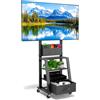 Hellsehen Mobile porta TV con ruote, cassetto e 3 ripiani per TV piatti/curvi da 23-60, mas 72 kg, LCD/LED/OLED. Carrello mobile con altezza regolabile per casa, ufficio e esterni, VESA mas 400x400mm, nero